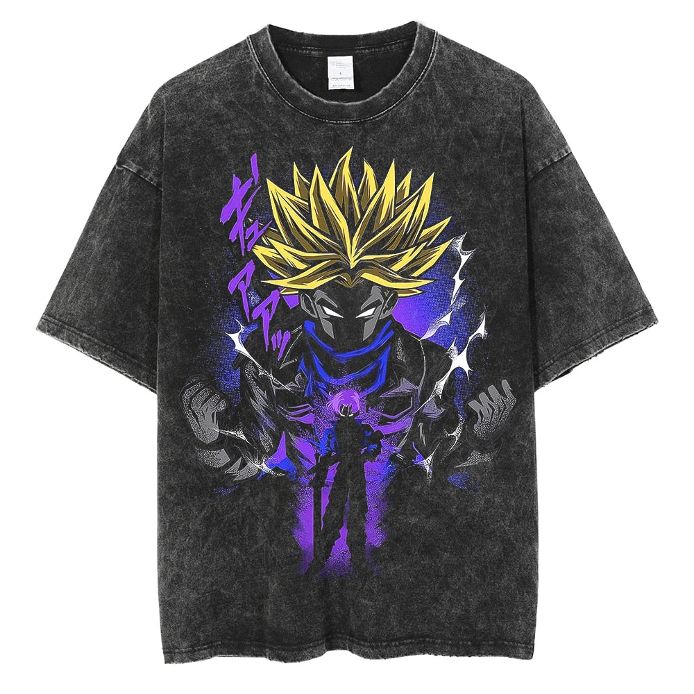 Dragon Ball Hip Hop Oversized Washed Anime T-shirts Men Black Vintage Tees Men&#39;s Fashion Loose T Shirt Man Women Casual Tshirt