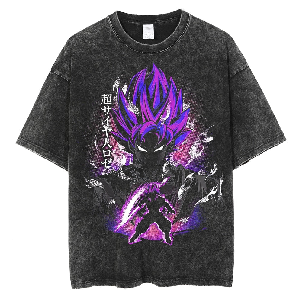 Dragon Ball Hip Hop Oversized Washed Anime T-shirts Men Black Vintage Tees Men&#39;s Fashion Loose T Shirt Man Women Casual Tshirt