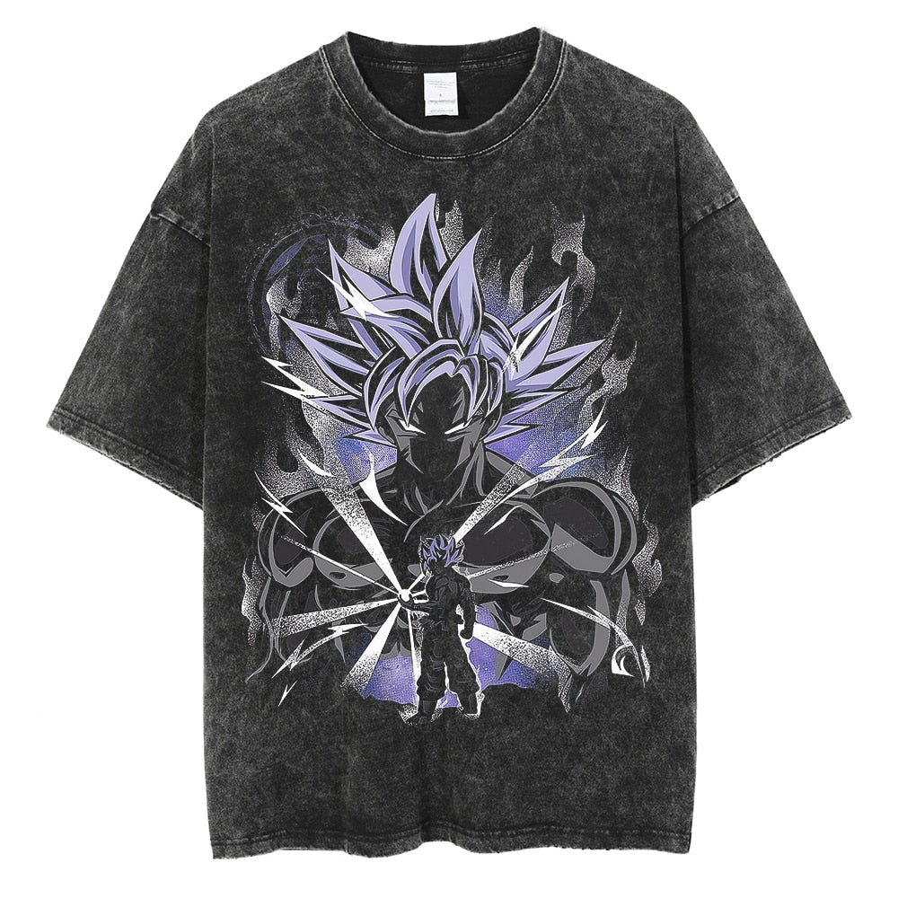 Dragon Ball Hip Hop Oversized Washed Anime T-shirts Men Black Vintage Tees Men&#39;s Fashion Loose T Shirt Man Women Casual Tshirt