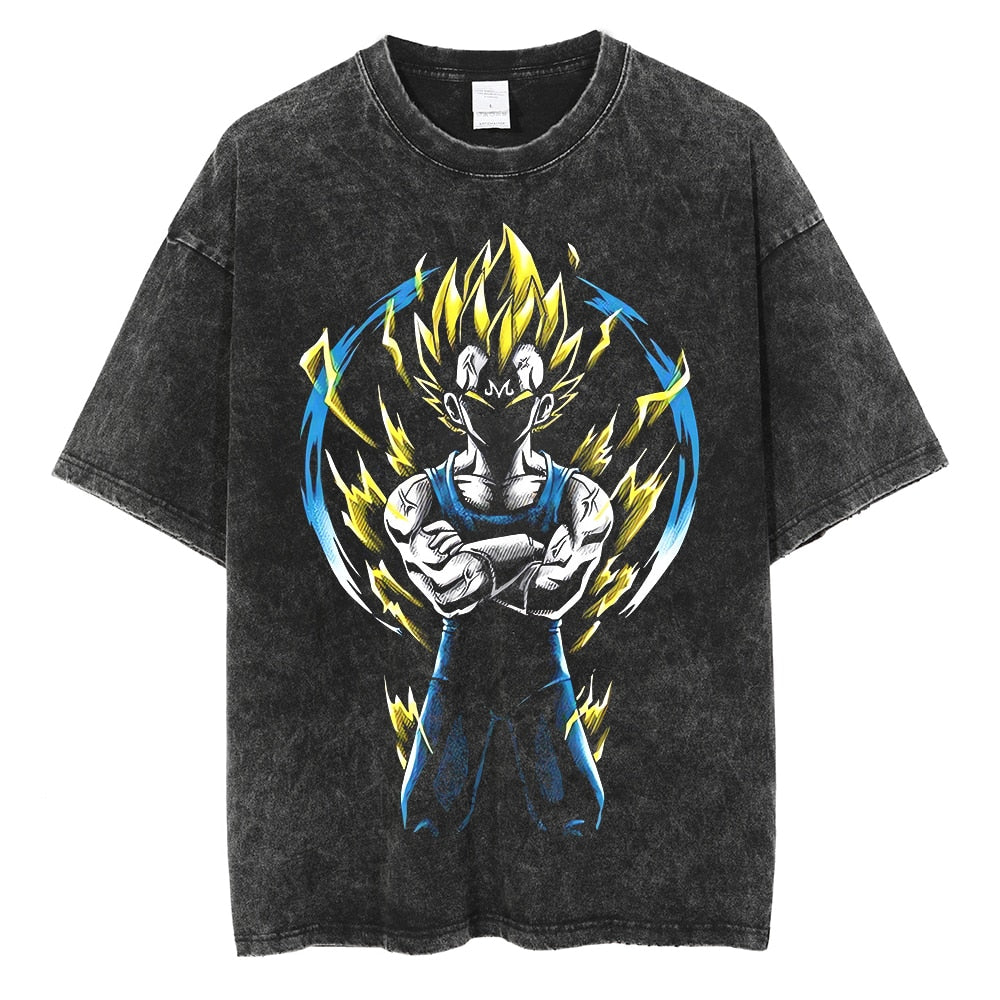 Dragon Ball Hip Hop Oversized Washed Anime T-shirts Men Black Vintage Tees Men&#39;s Fashion Loose T Shirt Man Women Casual Tshirt