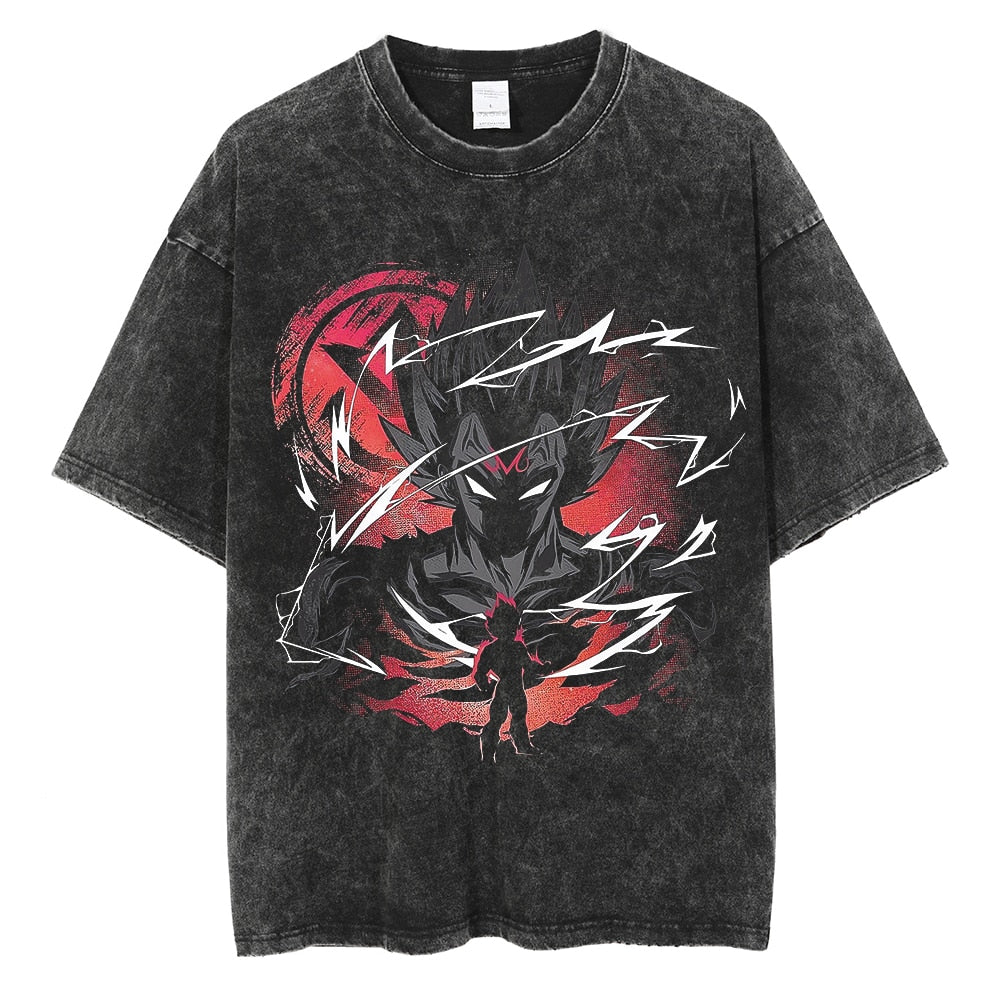 Dragon Ball Hip Hop Oversized Washed Anime T-shirts Men Black Vintage Tees Men&#39;s Fashion Loose T Shirt Man Women Casual Tshirt