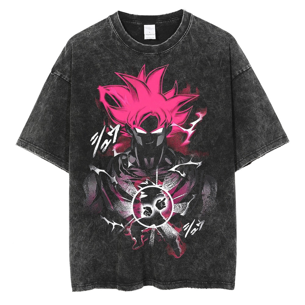 Dragon Ball Hip Hop Oversized Washed Anime T-shirts Men Black Vintage Tees Men&#39;s Fashion Loose T Shirt Man Women Casual Tshirt