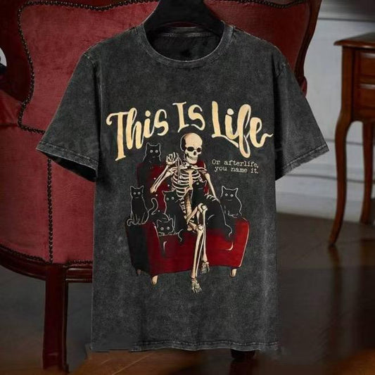 This Is Life" Skeleton Graphic T-shirt