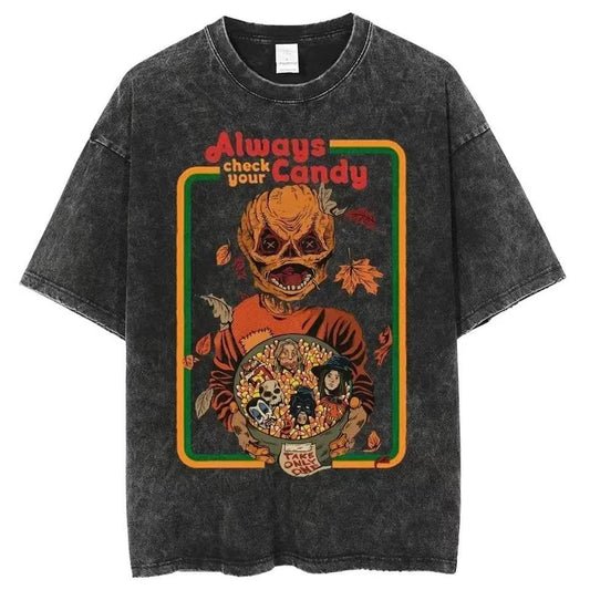 Halloween "Always Check Your Candy" Graphic T-Shirt