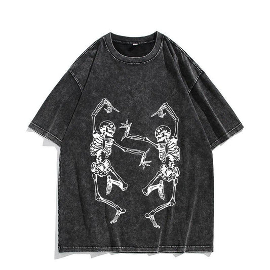 "Dancing Shadows Vintage Skeleton Tee"