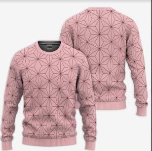 Geometric Pattern Pink Sweatshirt – Stylish and Cozy