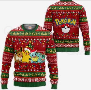 Festive Pokémon Christmas Sweater – Pikachu, Eevee, Squirtle & Bulbasaur Holiday Edition