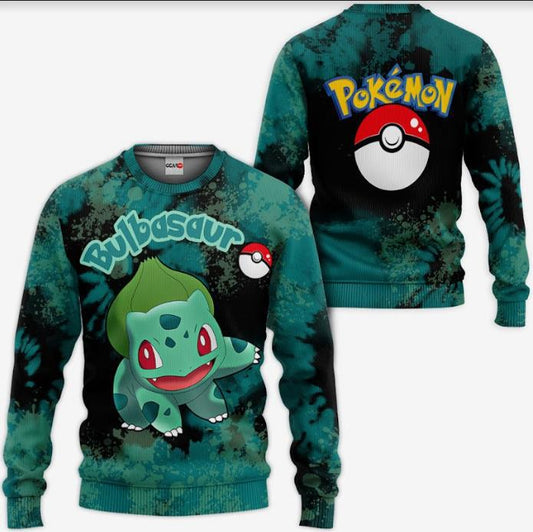 Bulbasaur Pokémon Sweater – Vibrant Tie-Dye Style for True Fans