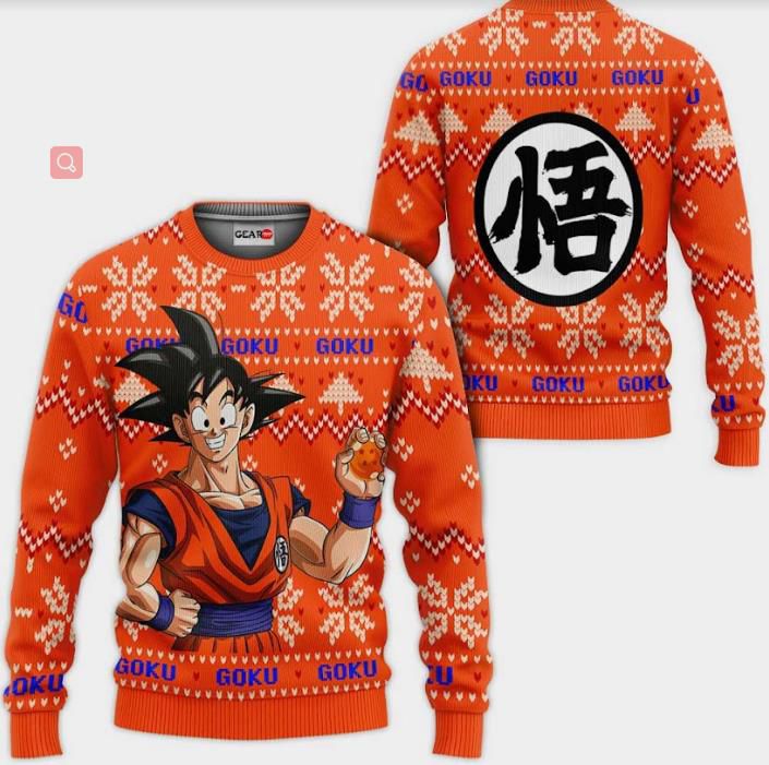 Dragon Ball-Inspired Goku Orange Holiday Sweater