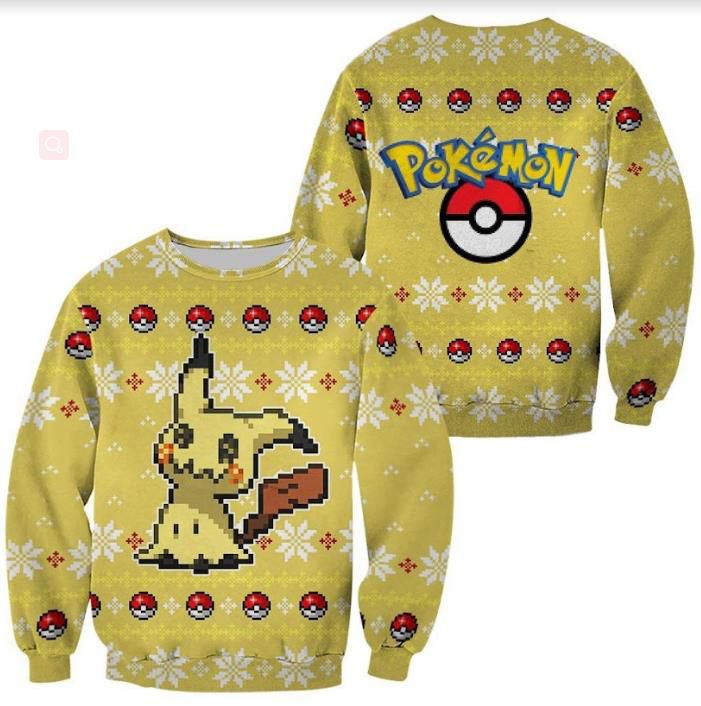 Pokemon Mimikyu Pixel Art Christmas Sweater – Festive Holiday Knit