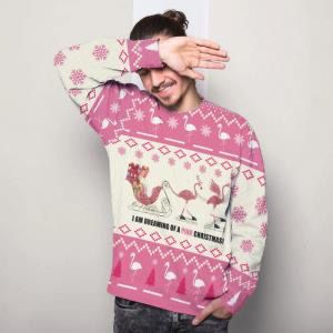 Pink Flamingo "Dreaming of a Pink Christmas" Holiday Sweater