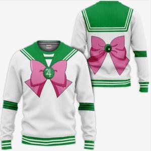 Sailor-Style Green and Pink Bow Sweatshirt