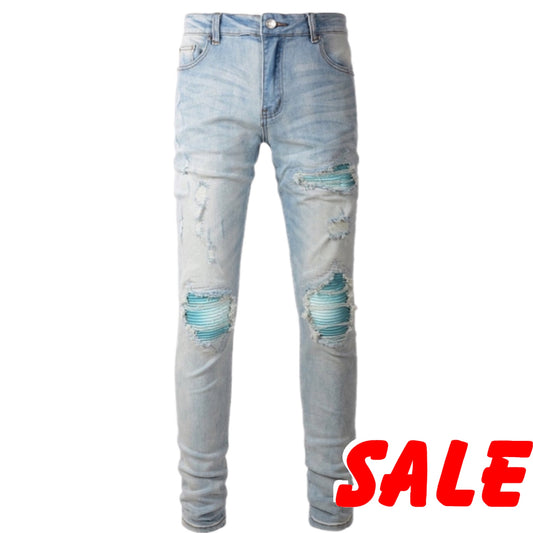 Light Blue Distressed Ripped Jeans