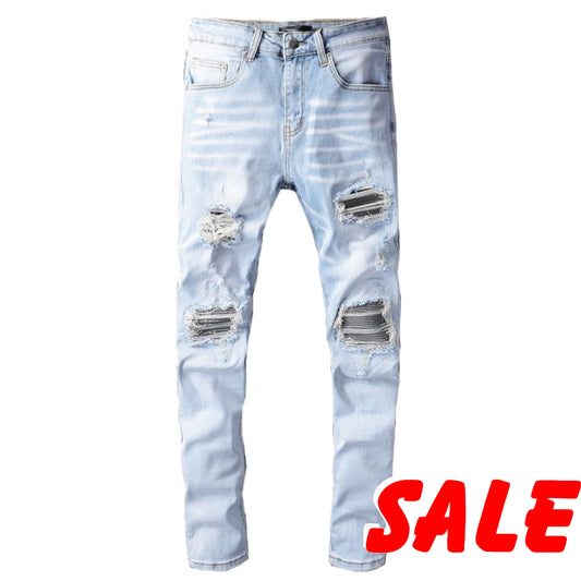 Light Blue Distressed Ripped Jeans
