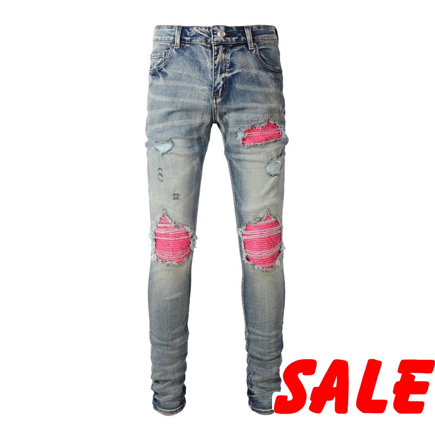 Distressed Light Blue Ripped Jeans