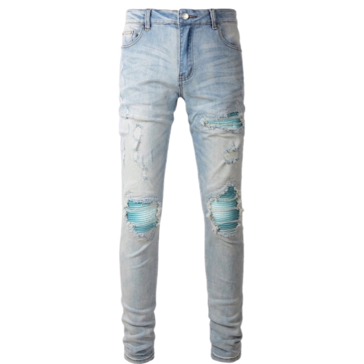 Light Blue Distressed Ripped Jeans