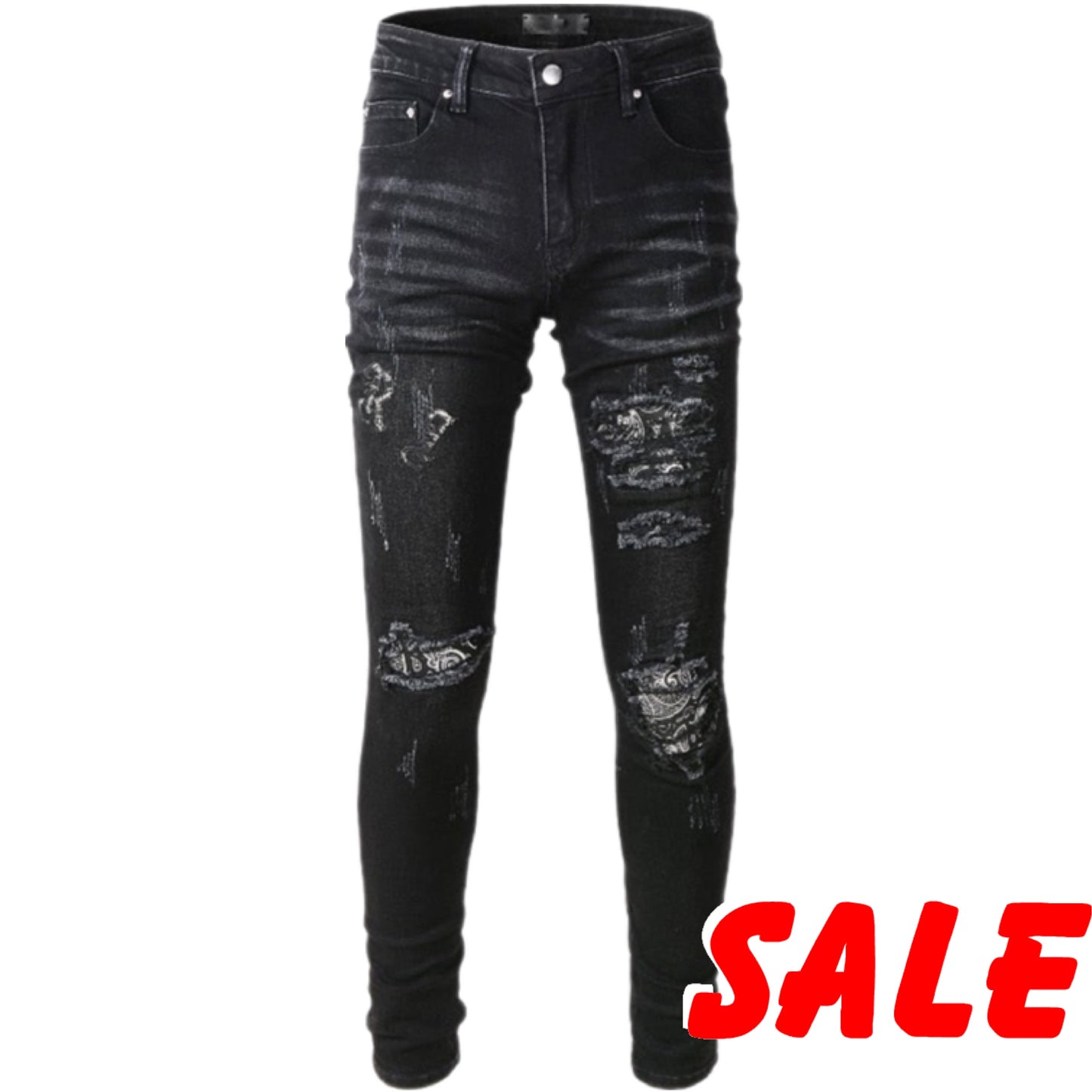 Black Distressed Ripped Jeans