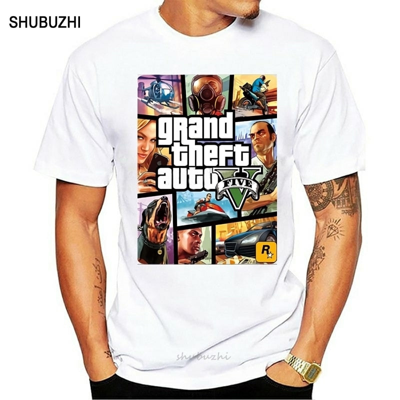 Grand Theft Auto Gta T Shirt Men Street Long With Gta 5 T Shirt Men Famous Brand Tshirts In Cotton Tees For Couples Gta5 - Scarefacelion’s Meme Shop  