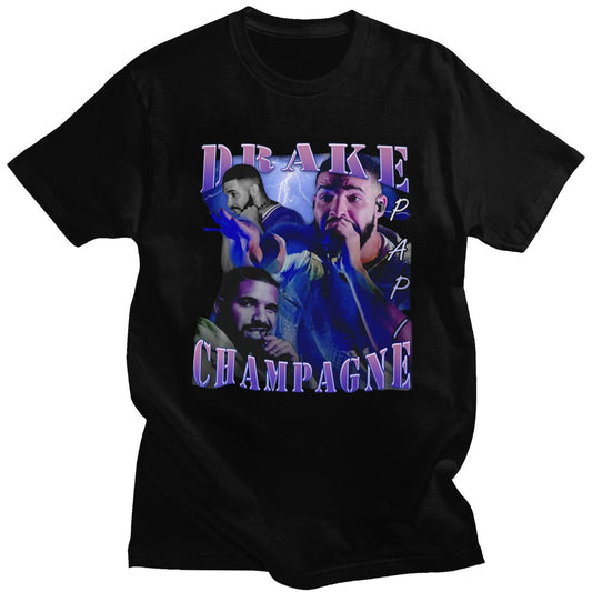 Drake Rapper American High Street Classic Harajuku Unique Print Summer Thin Cotton Short Sleeve T-Shirt Loose Man Casual Tops