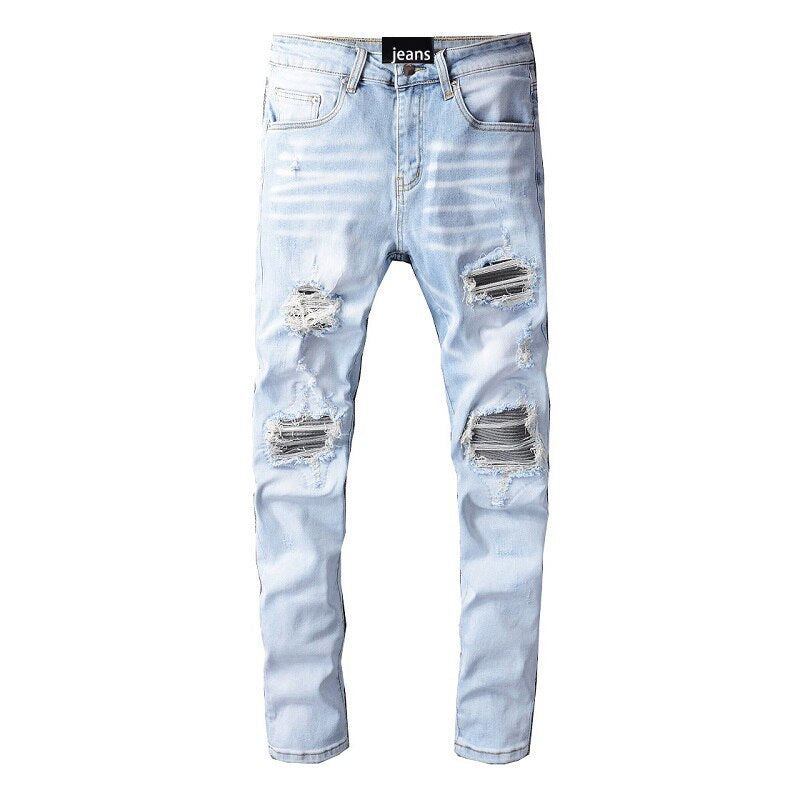 Light Blue Distressed Ripped Jeans