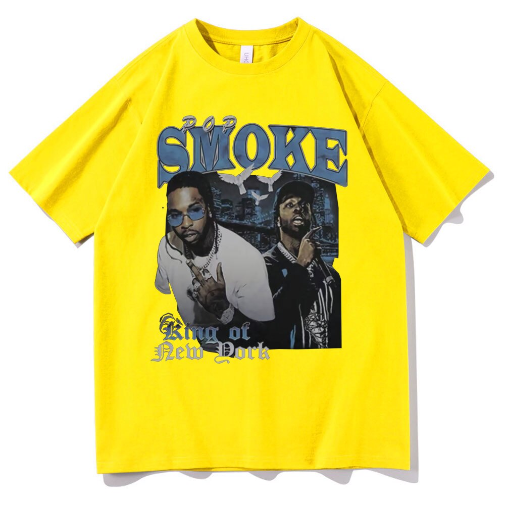 New Rap Pop Smoke Graphic Print T Shirt Man Rapper The Woo King Black 100% Cotton T-shirt Men Women Fashion Hip Hop Streetwear - Scarefacelion’s Meme Shop  