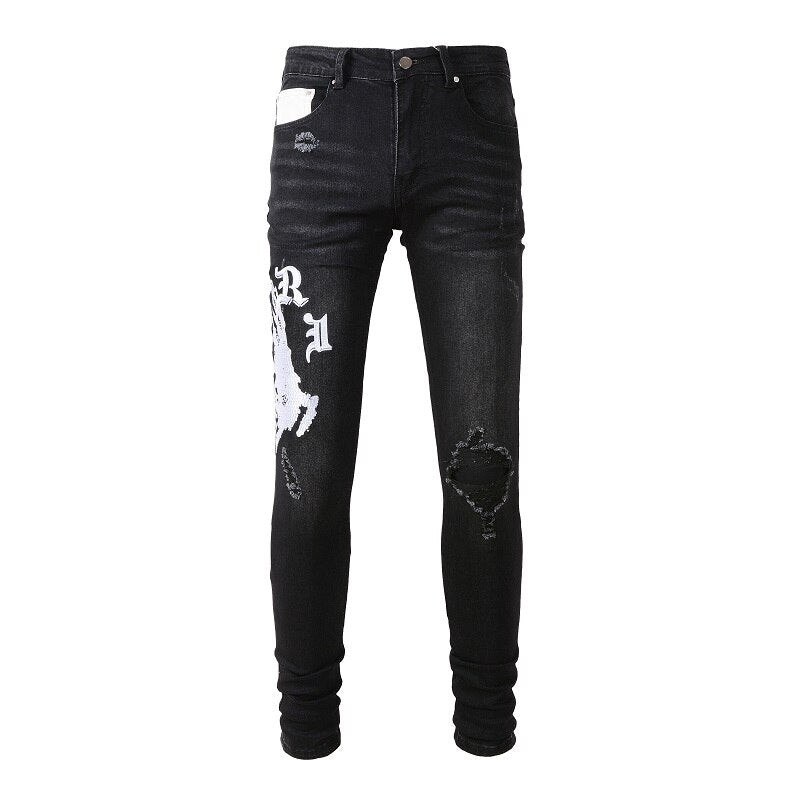 Black Distressed Ripped Jeans