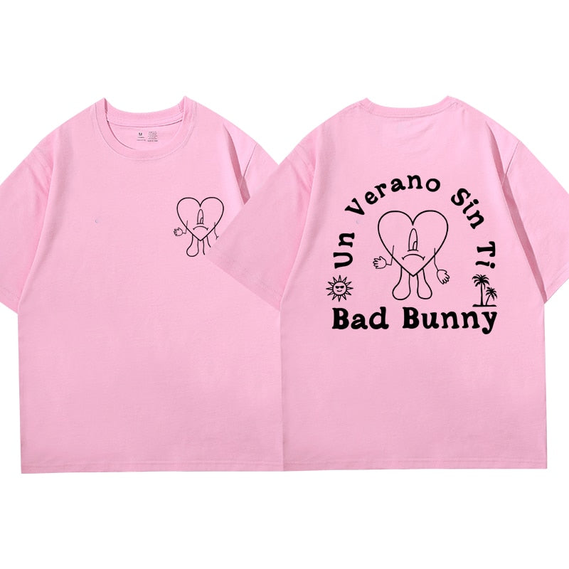 Bad Bunny UN VERANO SIN TI Music Album T Shirt Streetwear Men&#39;s Women&#39;s T-shirt Oversized 100% Pure Cotton Short Sleeve Tshirts - Scarefacelion’s Meme Shop  