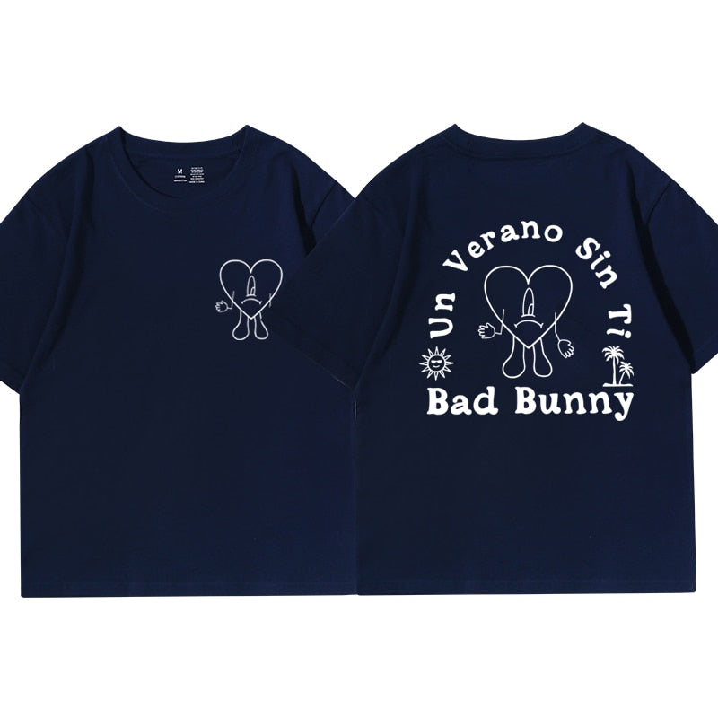 Bad Bunny UN VERANO SIN TI Music Album T Shirt Streetwear Men&#39;s Women&#39;s T-shirt Oversized 100% Pure Cotton Short Sleeve Tshirts - Scarefacelion’s Meme Shop  