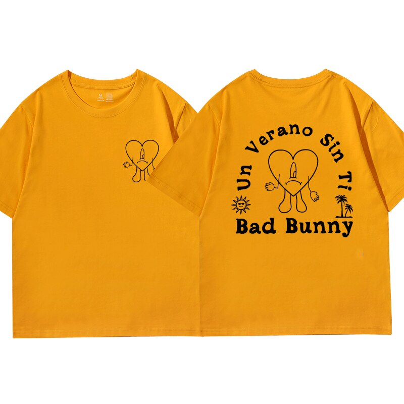 Bad Bunny UN VERANO SIN TI Music Album T Shirt Streetwear Men&#39;s Women&#39;s T-shirt Oversized 100% Pure Cotton Short Sleeve Tshirts - Scarefacelion’s Meme Shop  