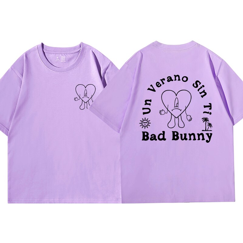 Bad Bunny UN VERANO SIN TI Music Album T Shirt Streetwear Men&#39;s Women&#39;s T-shirt Oversized 100% Pure Cotton Short Sleeve Tshirts - Scarefacelion’s Meme Shop  