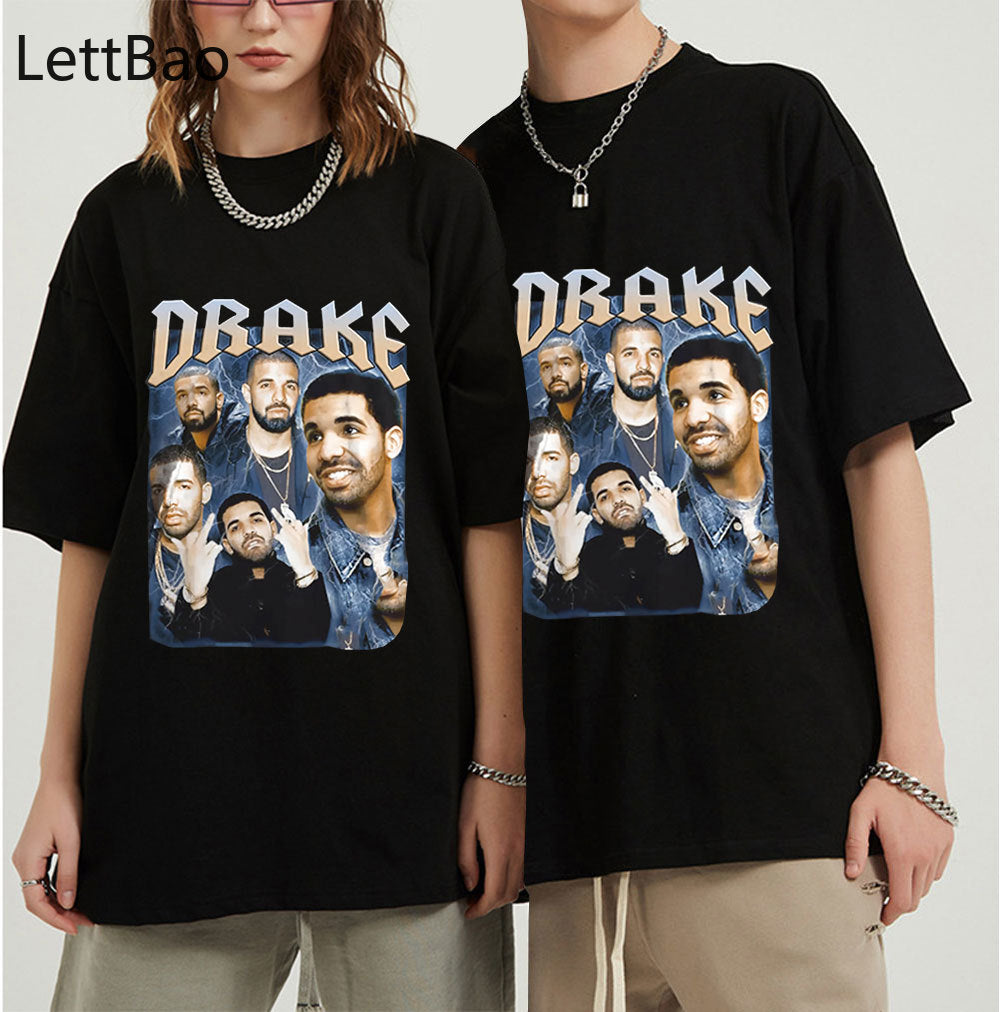 Drake Rapper Hip Hop T Shirt Unisex Short Sleeve Tshirt Casual Retro Graphic T Shirts Cotton T-shirt Men Women Plus Size Tops