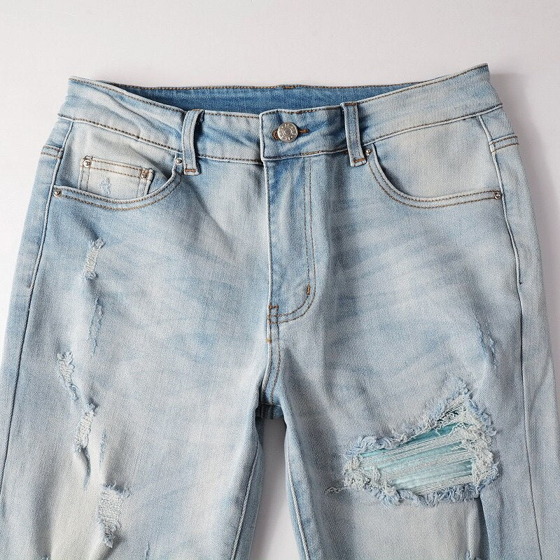 Light Blue Distressed Ripped Jeans