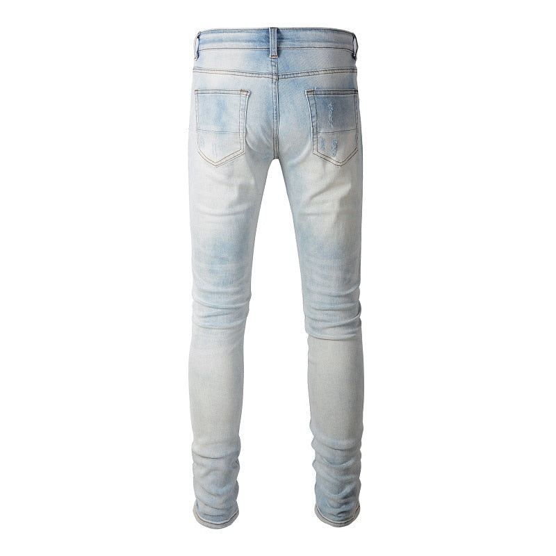 Light Blue Distressed Ripped Jeans