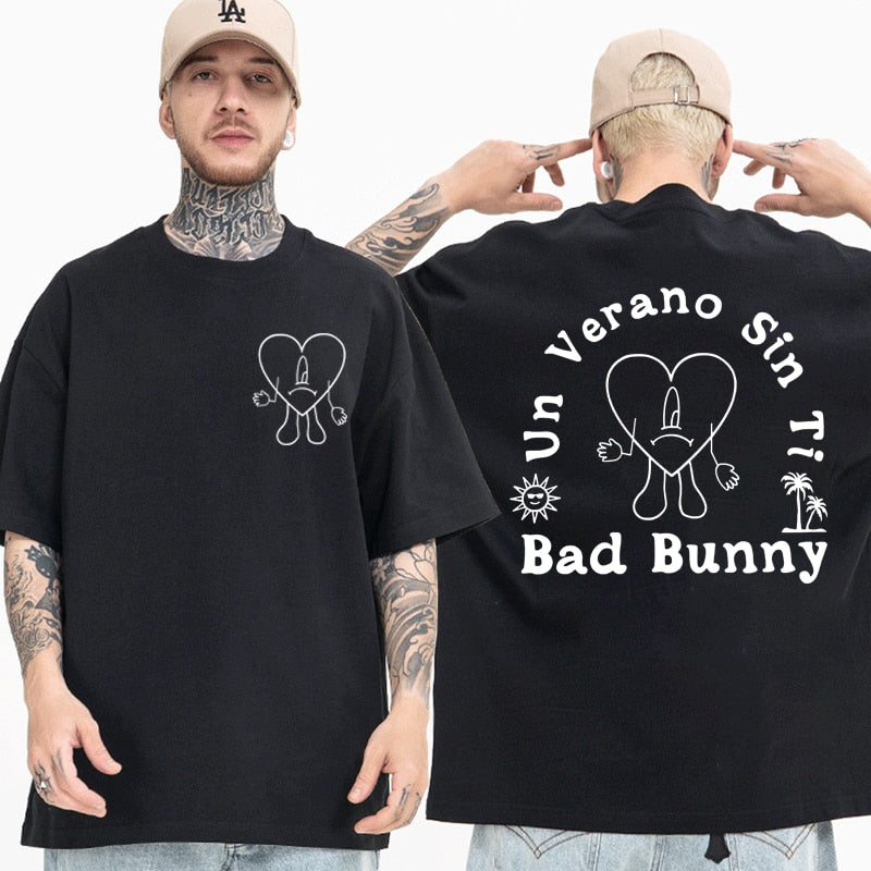 Bad Bunny UN VERANO SIN TI Music Album T Shirt Streetwear Men&#39;s Women&#39;s T-shirt Oversized 100% Pure Cotton Short Sleeve Tshirts - Scarefacelion’s Meme Shop  