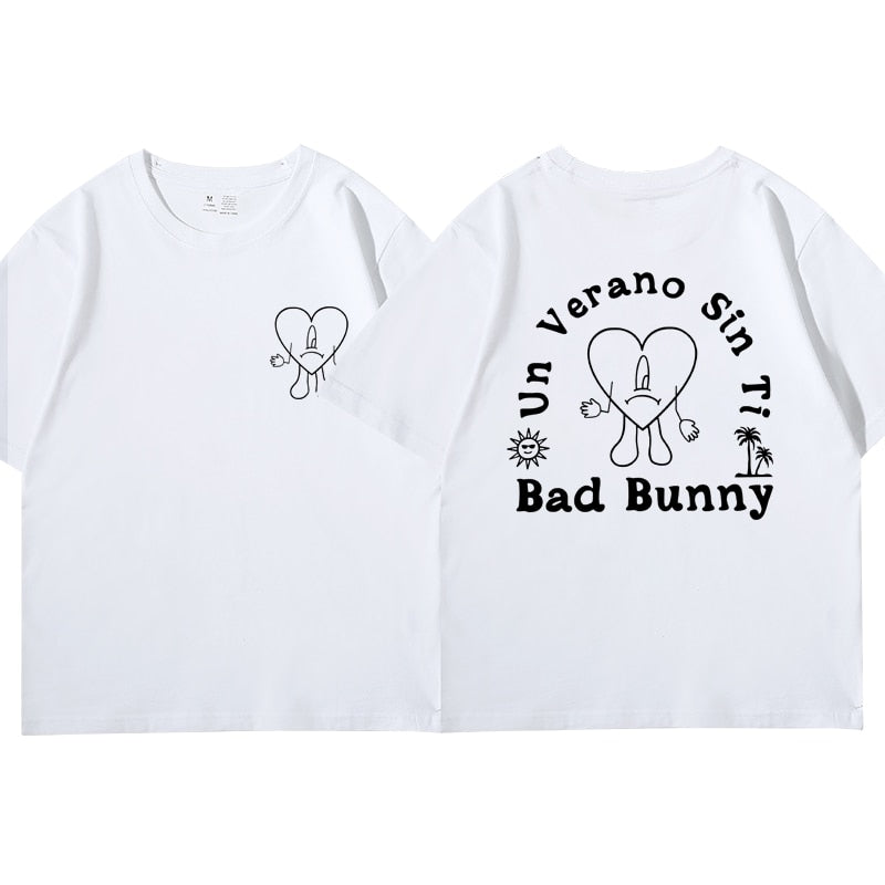 Bad Bunny UN VERANO SIN TI Music Album T Shirt Streetwear Men&#39;s Women&#39;s T-shirt Oversized 100% Pure Cotton Short Sleeve Tshirts - Scarefacelion’s Meme Shop  