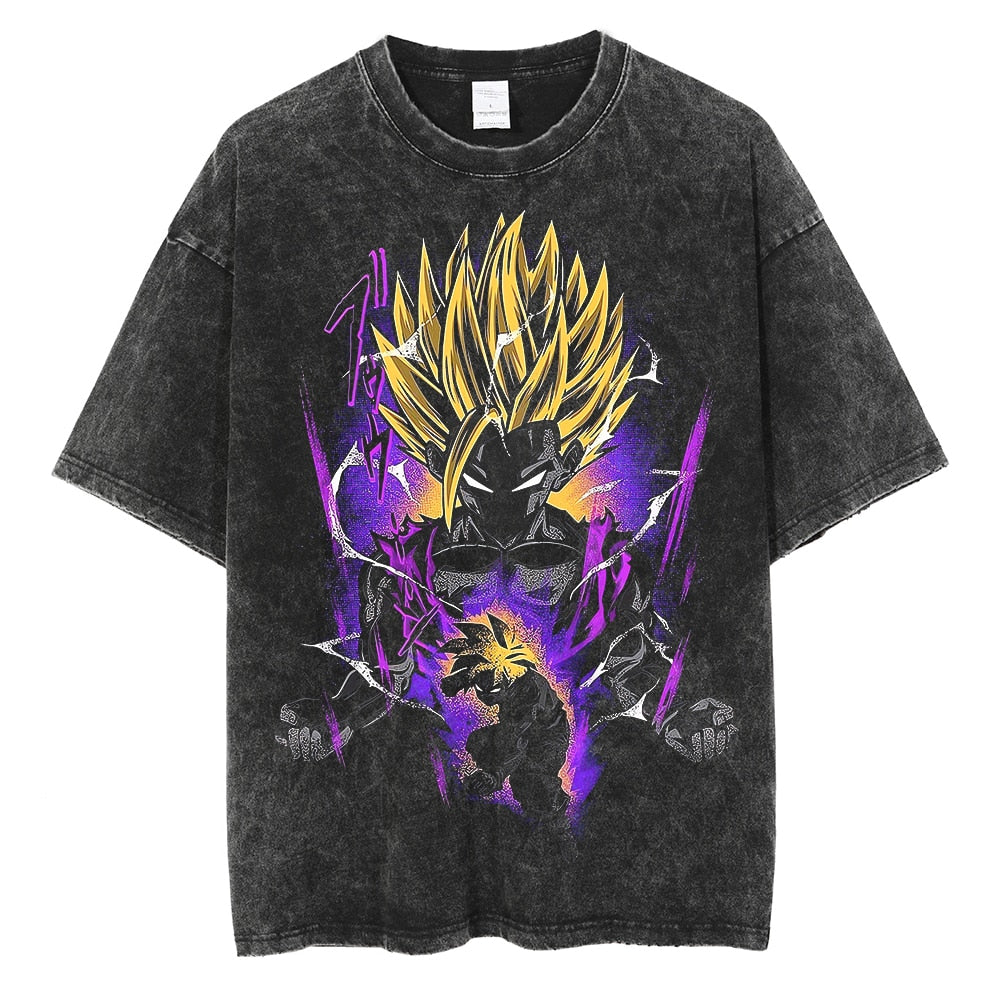 Dragon Ball Hip Hop Oversized Washed Anime T-shirts Men Black Vintage Tees Men&#39;s Fashion Loose T Shirt Man Women Casual Tshirt