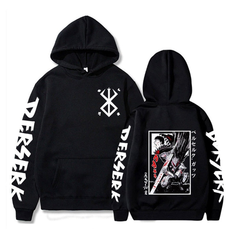 Berserk Guts Hoodies Japanese Anime Graphic Harajuku Gothic Hoody Men Unisex Hip Hop Streetwear Manga Sweatshirt Male Sudaderas