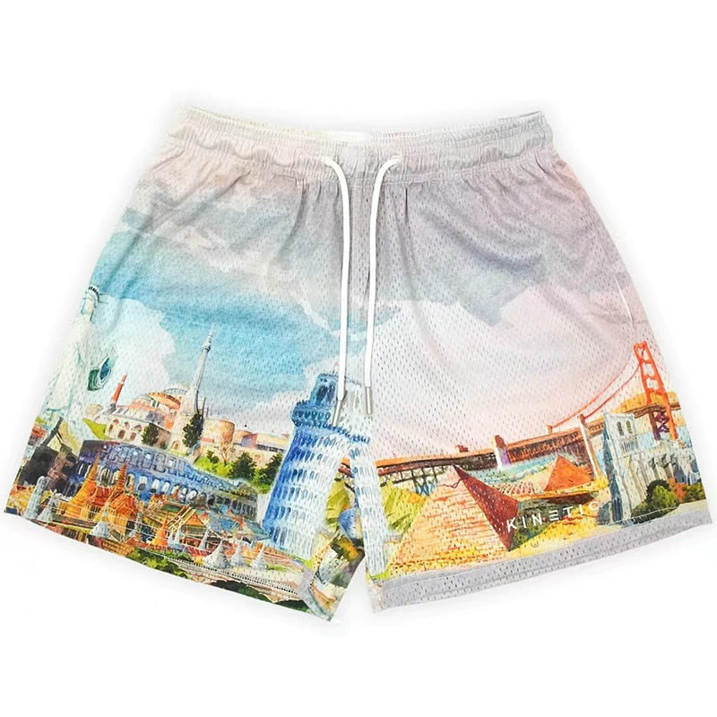 2022 Summer New Fashion Printed Shorts For Men Quick-Drying Breathable Casual Shorts Gym Basketball Training Mesh Beach Shorts