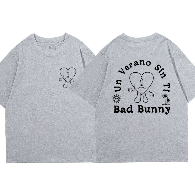 Bad Bunny UN VERANO SIN TI Music Album T Shirt Streetwear Men&#39;s Women&#39;s T-shirt Oversized 100% Pure Cotton Short Sleeve Tshirts - Scarefacelion’s Meme Shop  