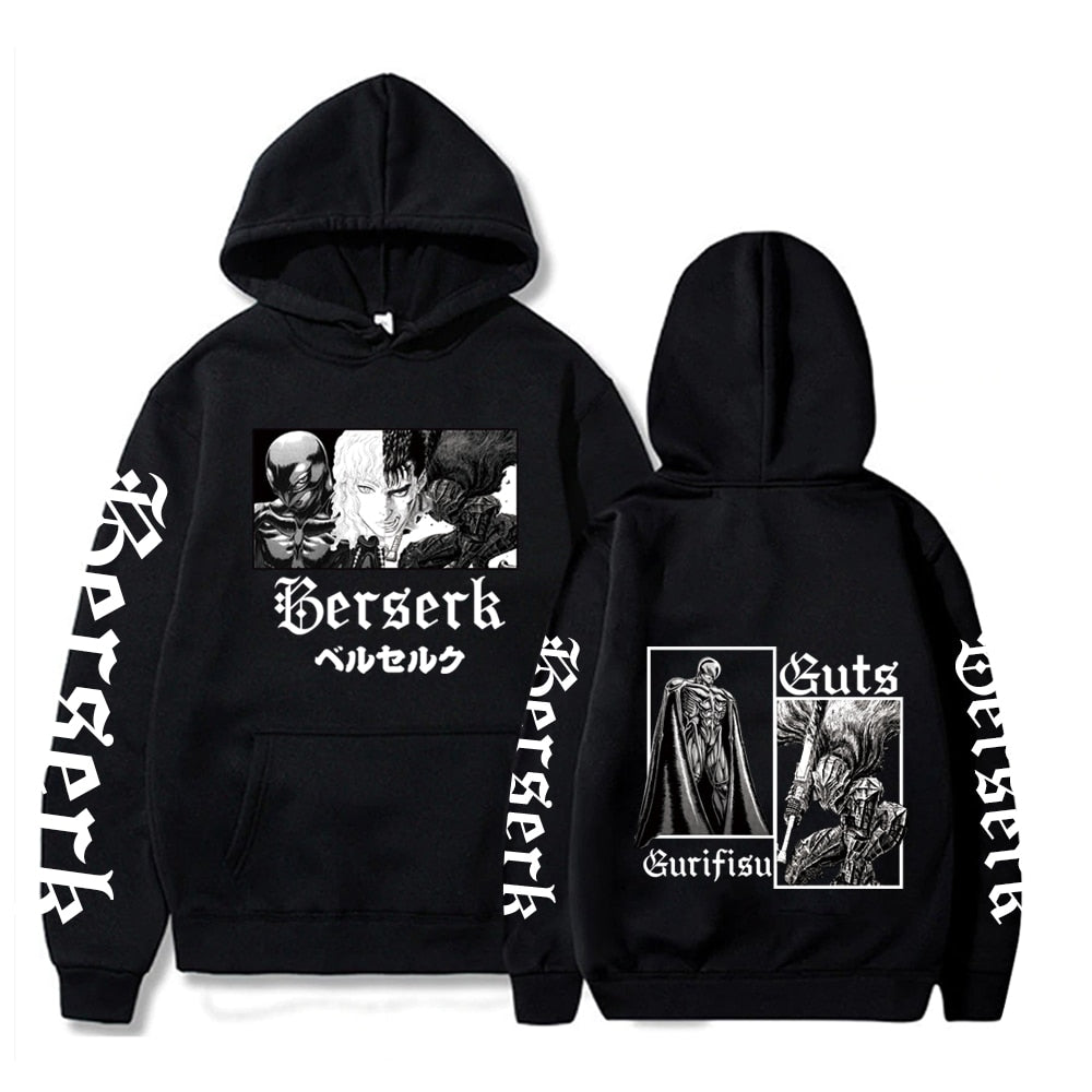 Berserk Guts Hoodies Japanese Anime Graphic Harajuku Gothic Hoody Men Unisex Hip Hop Streetwear Manga Sweatshirt Male Sudaderas