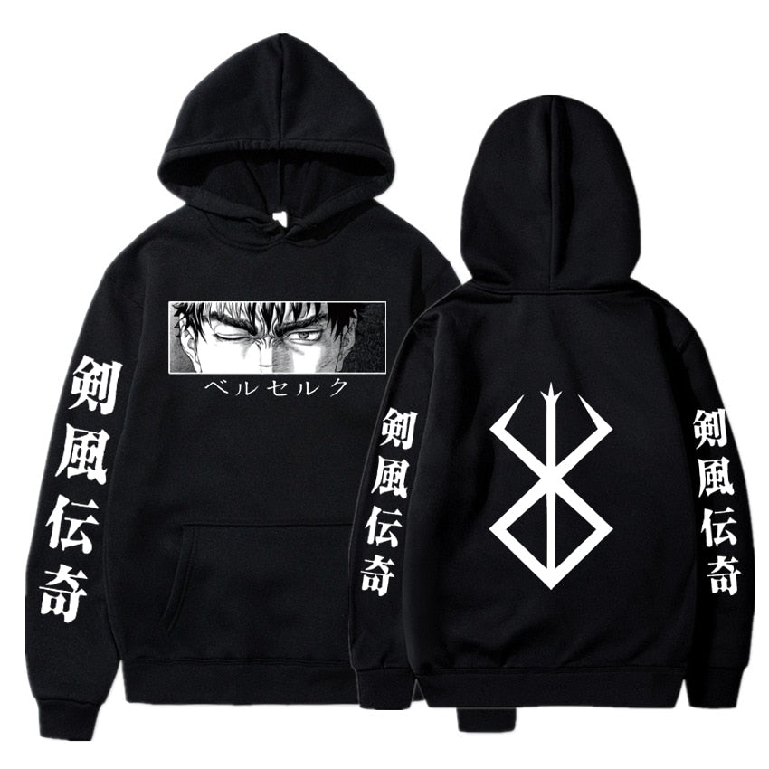 Berserk Guts Hoodies Japanese Anime Graphic Harajuku Gothic Hoody Men Unisex Hip Hop Streetwear Manga Sweatshirt Male Sudaderas