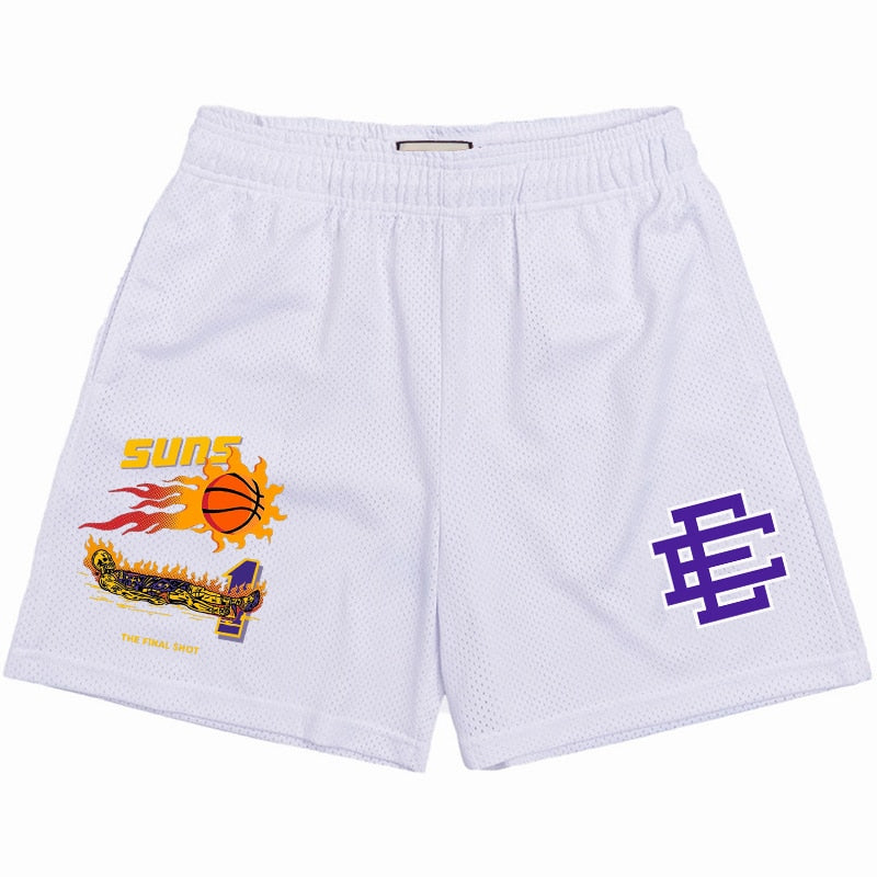 Eric Emanuel EE Basic Shorts: Men's fast-drying, breathable sports fashion shorts. Ideal for fitness, basketball, jogging, and made from mesh.